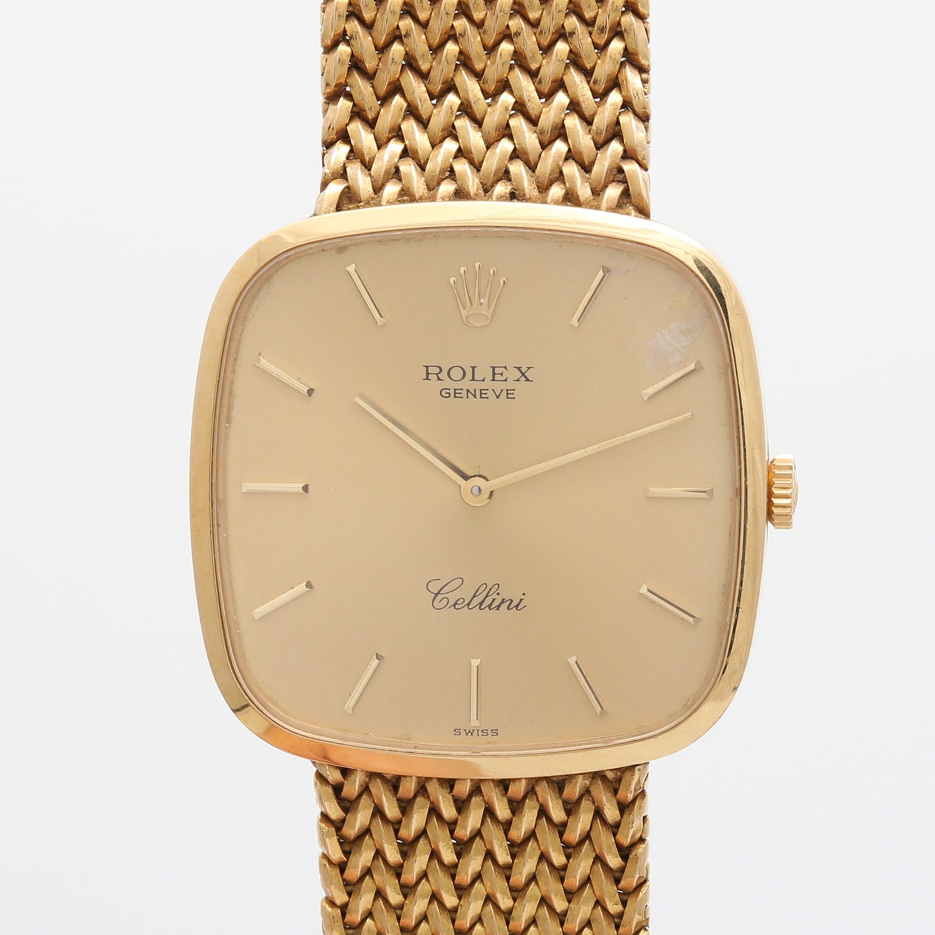 ROLEX Herrenuhr "Cellini Cushion", ca. 1970er Jahre, GG 18K. Ref. 4311. Handaufzugwerk, Cal. 1601.