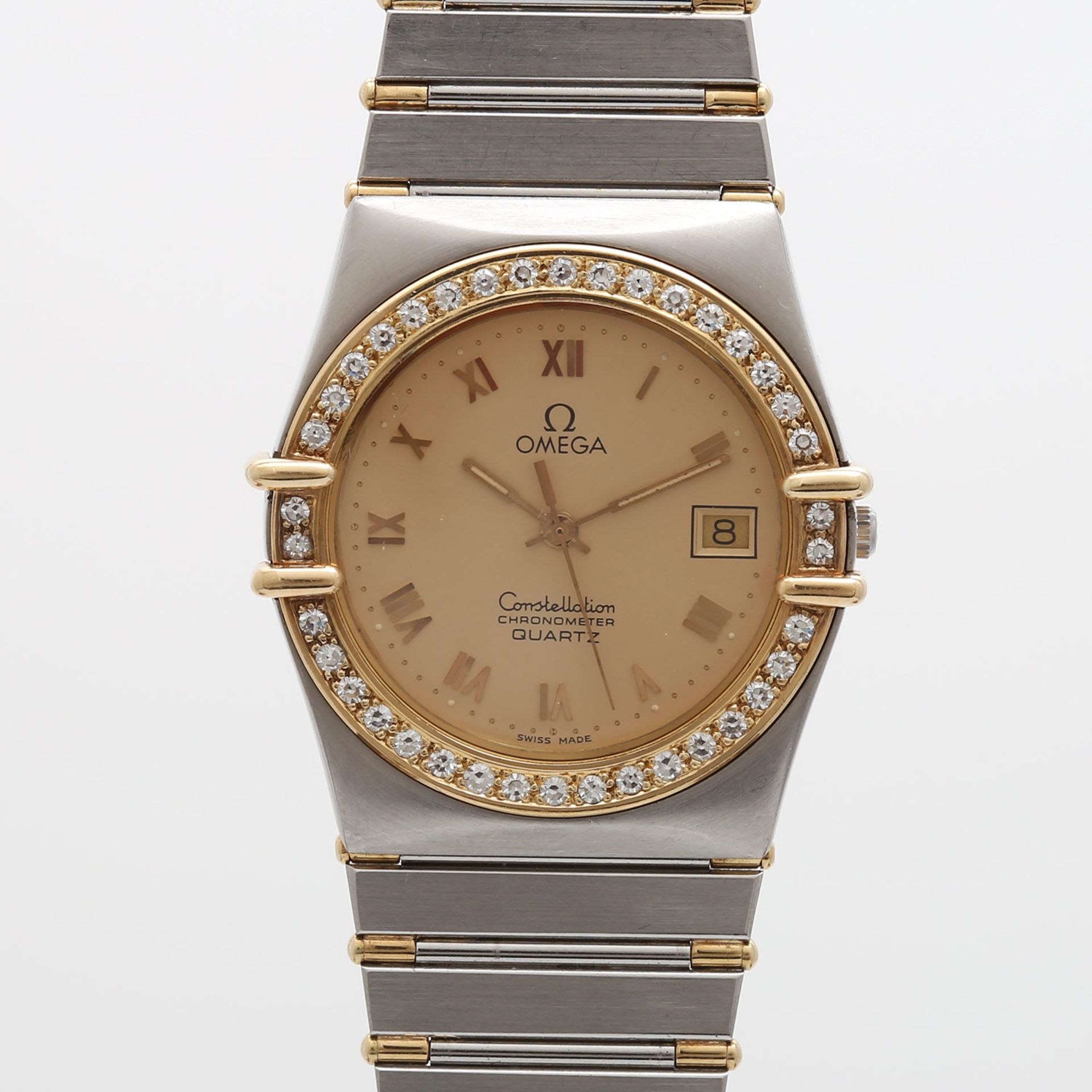 OMEGA Armbanduhr "Constellation", 1990er Jahre. Edelstahl/GG 18K. Diam.-Lünette, zus. ca. 0,60ct