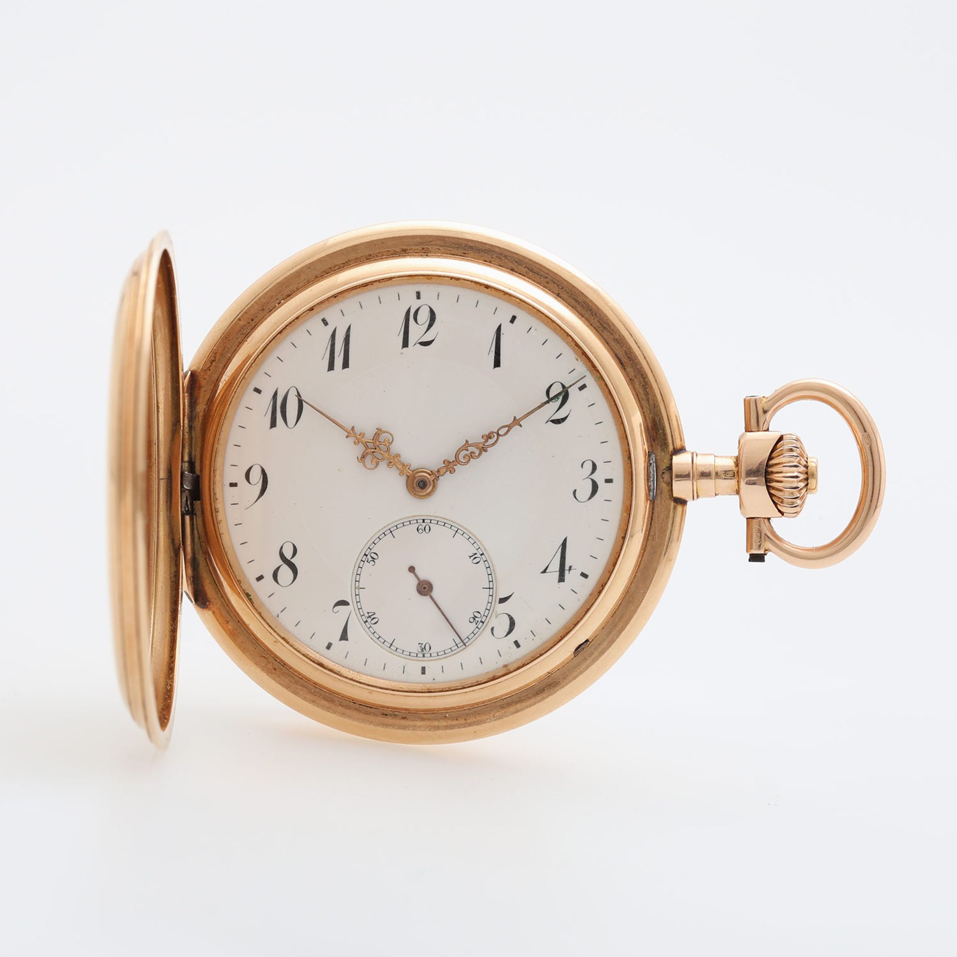 IWC Taschenuhr, Savonette, um 1905/1910, Gehäuse GG 14K (auch Staubdeckel). Werk-Nr. 426755, Cal.