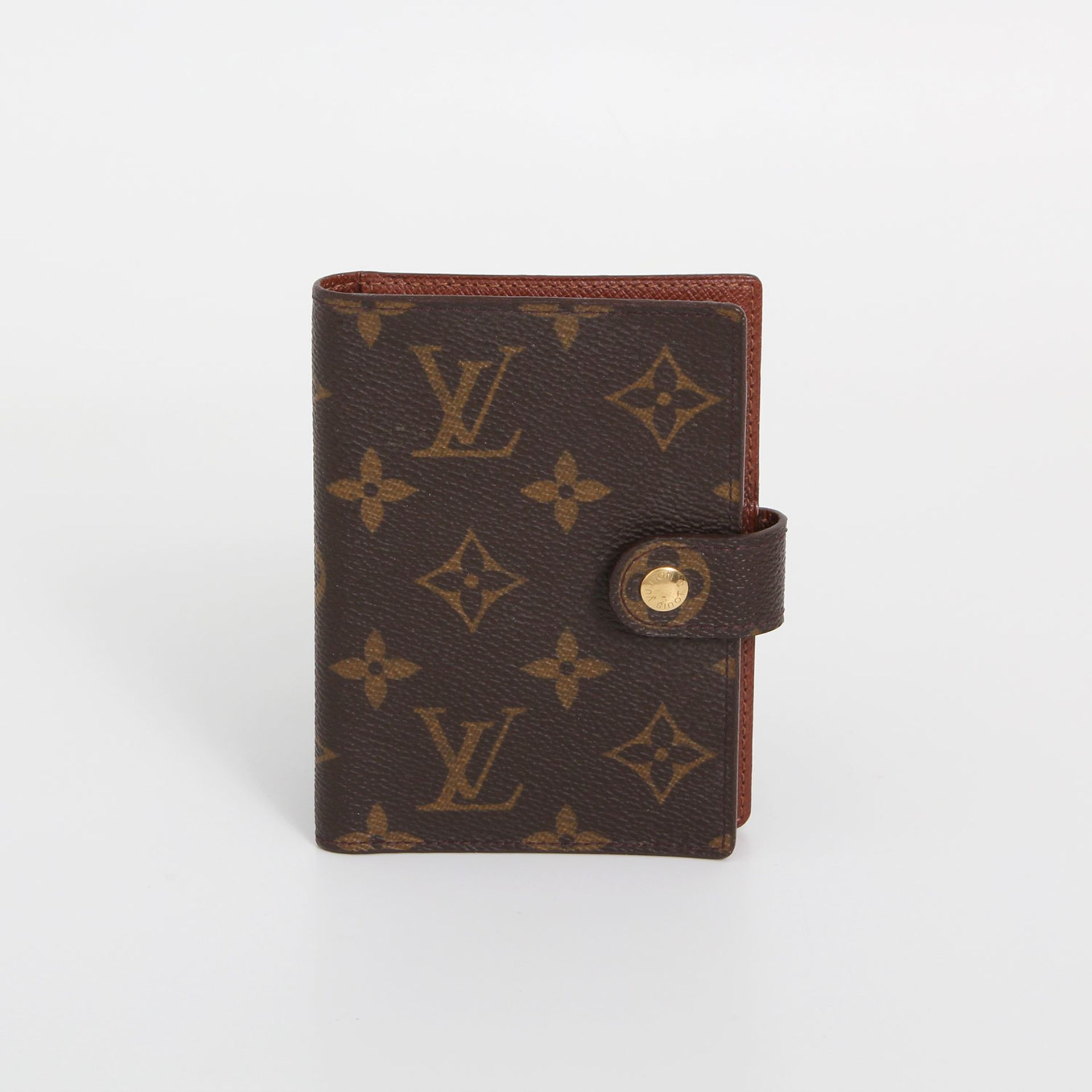 LOUIS VUITTON hübscher Timer. Hülle mit Steckfach, Druckverschluss. Monogram Canvas, Innenfutter