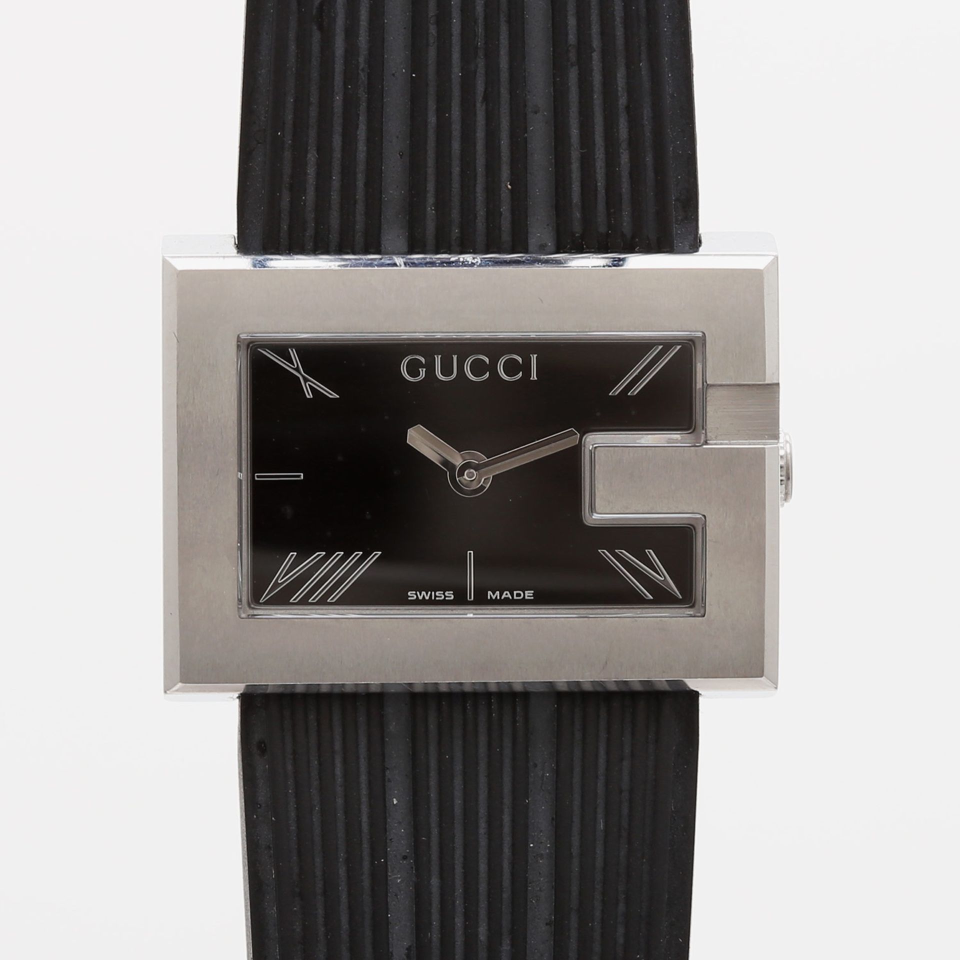 GUCCI Damenuhr "G-Watch". Edelstahl. D: ca. 30mm (ohne Krone). Quarz-Werk (Batterie neu!). Ref.: