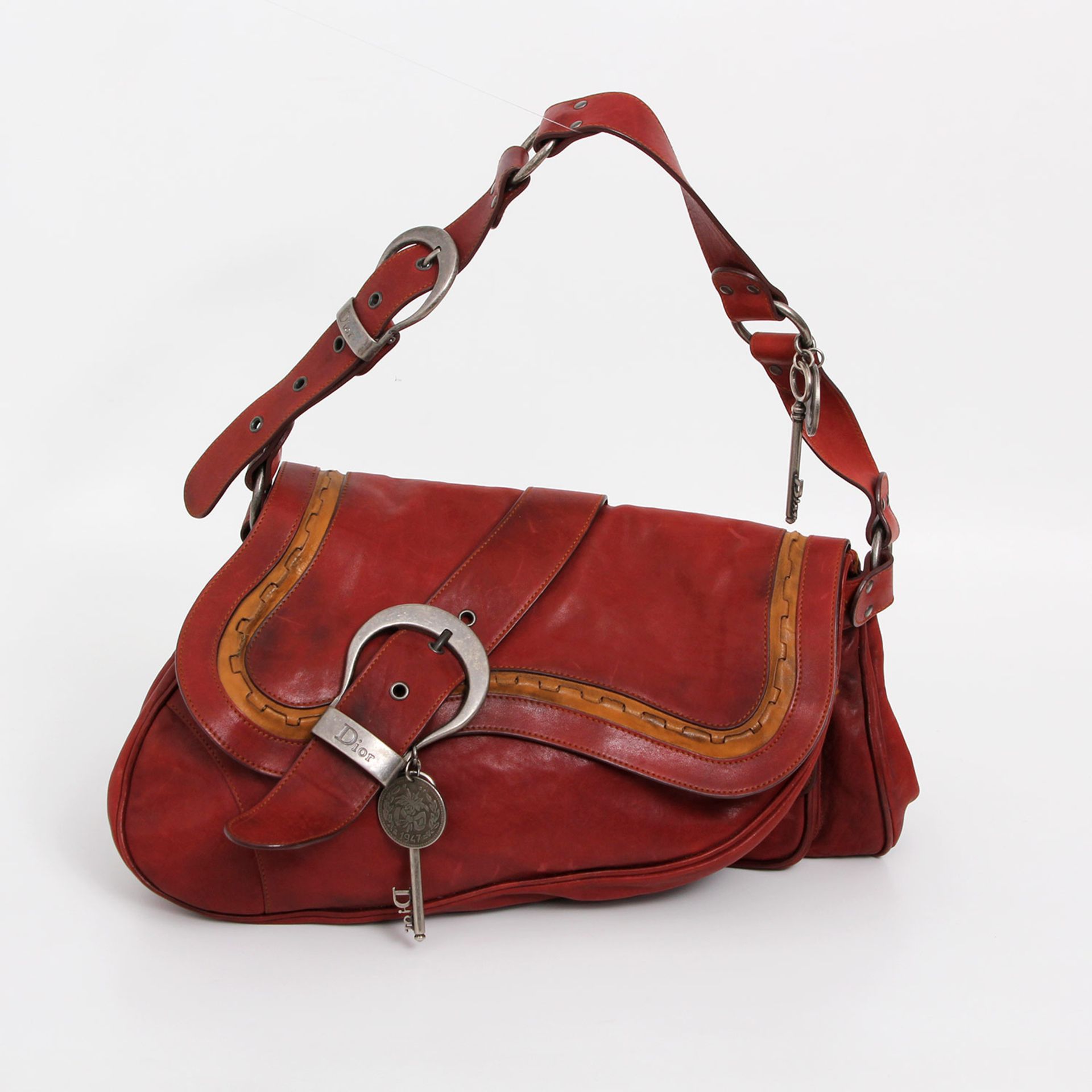 DIOR begehrte Saddlebag. NP ca.  1.300,-. "GAUCHO DOUBLE SADDLE BAG". Kräftiges ziegelrotes