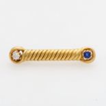 Stabbrosche mit 1 Altschliff Dia. u. Saphir. GG 14K, kunstvoll aus Draht gedreht, Dia. ca. 0,15 ct