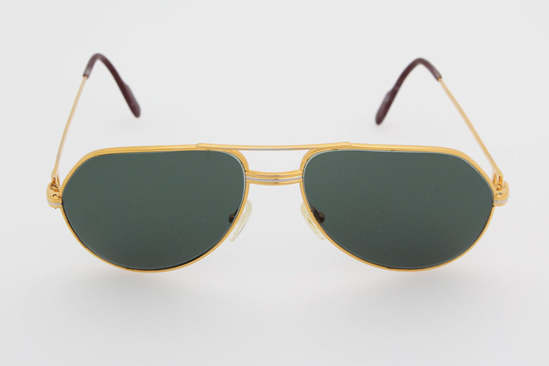 CARTIER VINTAGE edle Sonnenbrille "SANTOS". Zeitlose Pilotenform aus hochwertig, vergoldetem