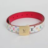 LOUIS VUITTON zeitloser Gürtel "LV CUT MONOGRAM" Akt. NP.: 335,-. Mini Monogram Multicolor Canvas