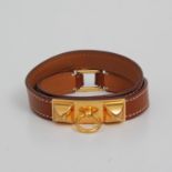 HERMÈS edles Wickelarmband."RIVALE DOUBLE TOUR", Koll. 2016. Akt. NP.: 470,-. Box-Kalbsleder in