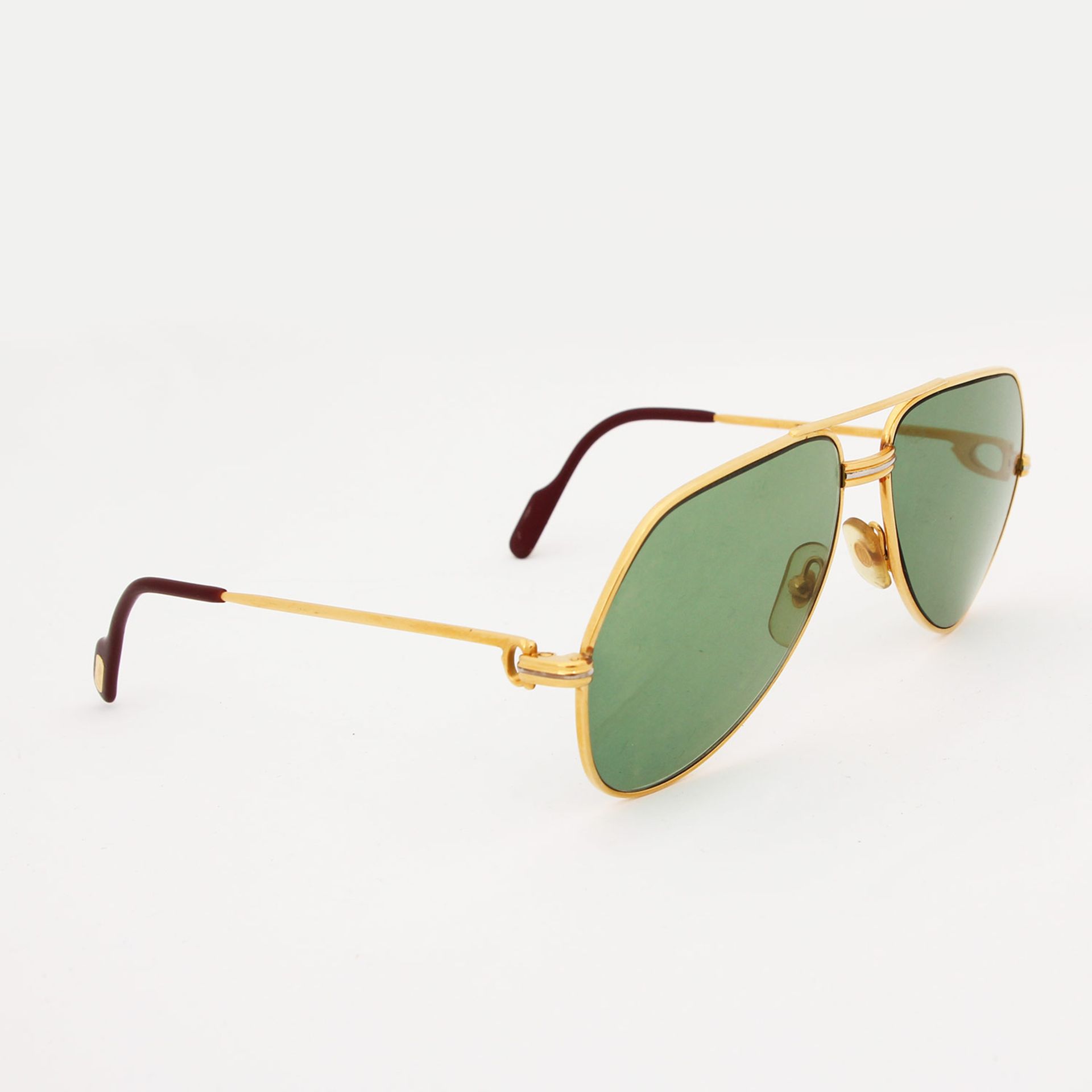 CARTIER Sonnenbrille "SANTOS" mit Sehstärke; goldfarbenes Metallgestell in abgekanteter