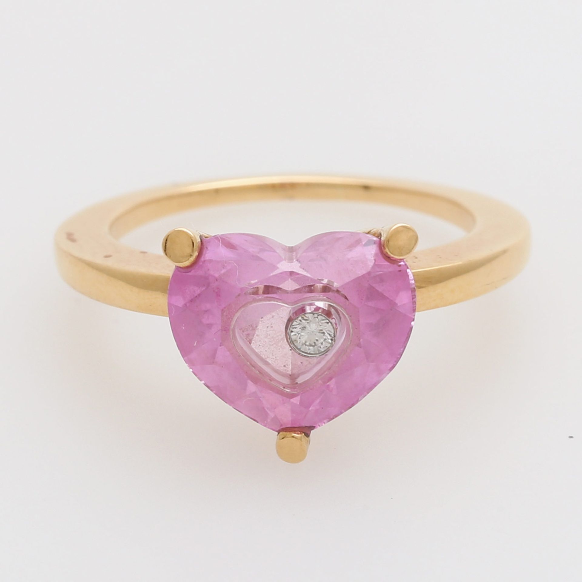 CHOPARD Damenring "So happy" aus der Serie "Happy Diamonds", pinkfarb. Stein mit einem beweglichen