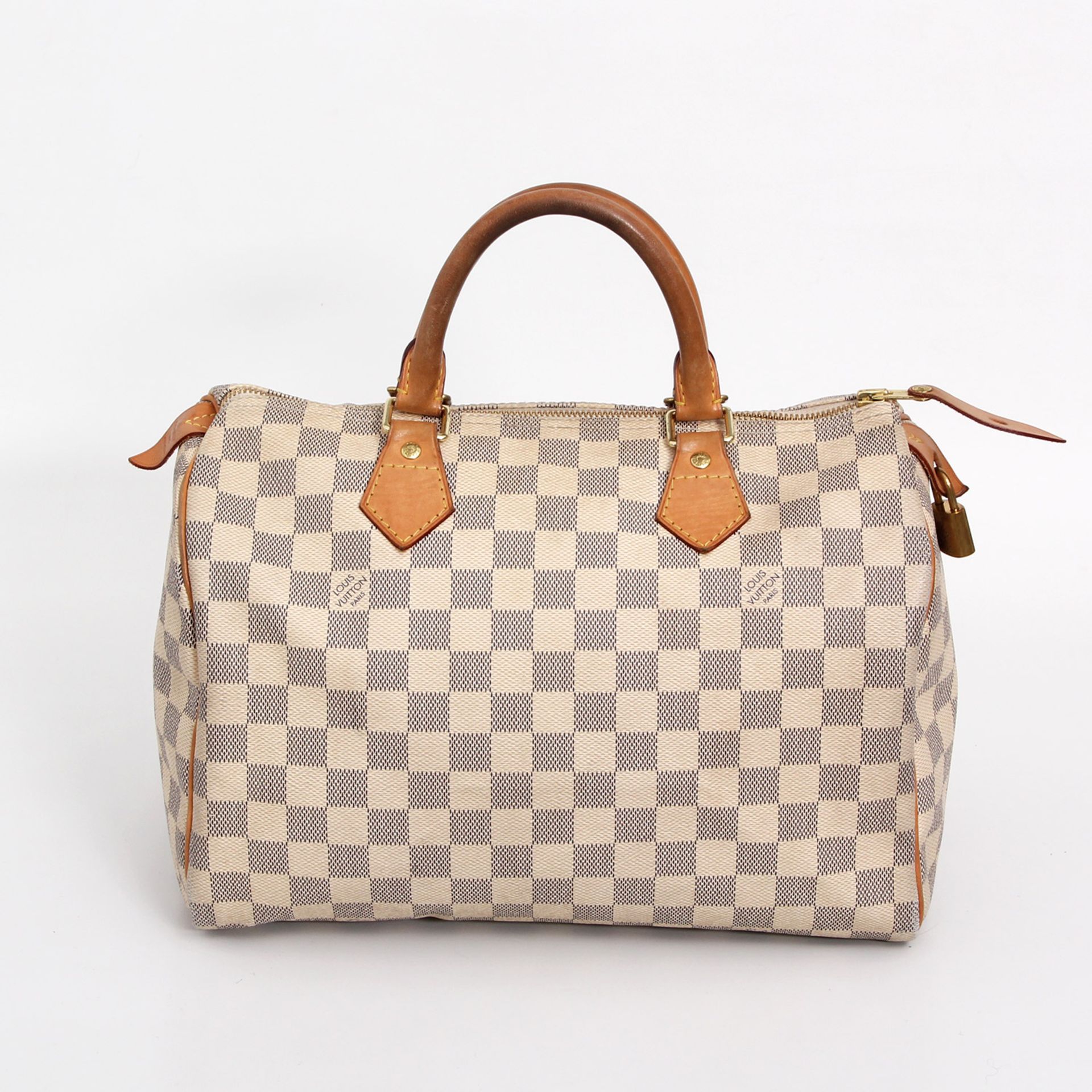 LOUIS VUITTON begehrte Henkeltasche "SPEEDY 30", Koll. 2013. Akt. NP.: 760,-. Damier Azur Canvas