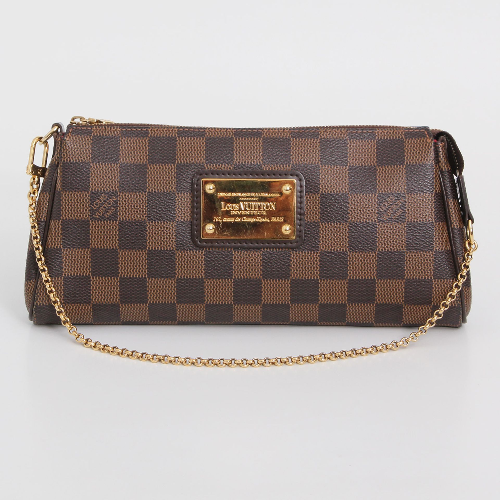 LOUIS VUITTON beliebte Pochette "EVA", Koll. 2012. Letzter LP. ca.: 600,-. Damier Ebene Canvas