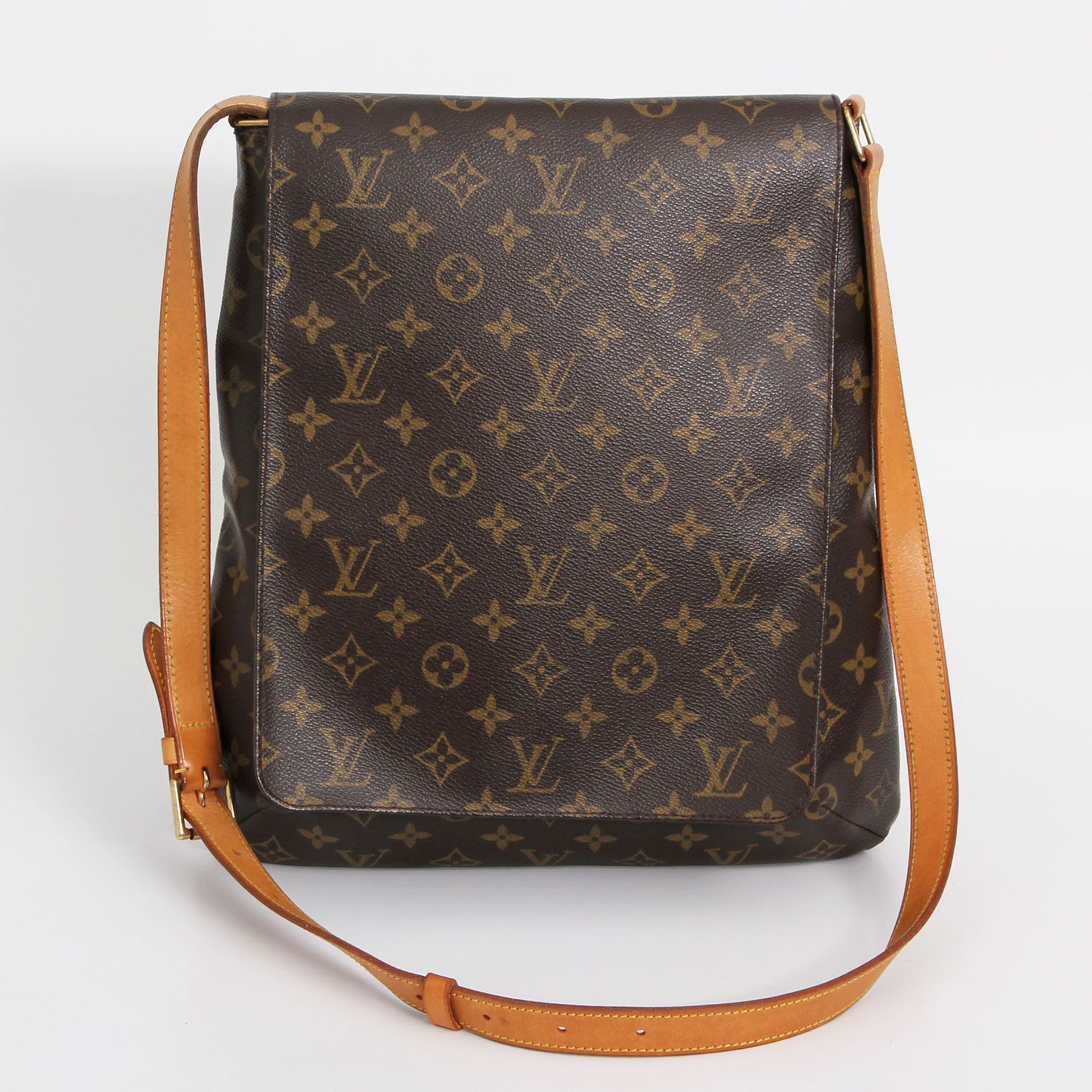 LOUIS VUITTON praktische Umhängetasche "MUSETTE", Koll. 2004. Letzter LP. ca.: 800,-. Monogram