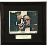 The Godfather (1972) Front of House card mounted with a signature of Marlon Brando, framed, 13 x