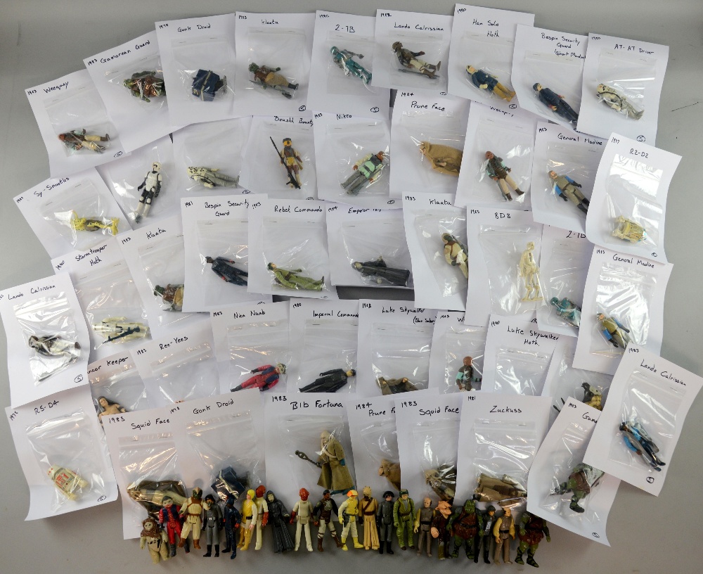 100 approx Vintage Star Wars figures, all unboxed ranging from 1977 onwards, Weequay, 8D8, Klaatu,