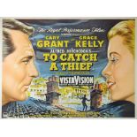 To Catch A Thief (1955) British quad film poster, starring Cary Grant & Grace Kelly, directed by