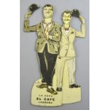 Laurel & Hardy - Advertising card figures, 'La Casa El Cafe Logrono', Spanish issue, articulated