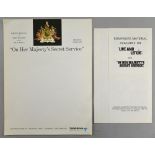 James Bond - On Her Majesty's Secret Service - Original United Artists headed paper, fold our