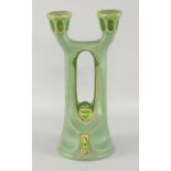 Austrian Secessionist style candelabra, in shades of green, impressed marks, 33 cm