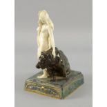 Rosenthal, Kronach. 'Girl with bear', designed by Adolf Oppel. Porcelain c1900. H. 22.5 cm.