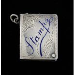 An Edward VII silver novelty stamp case, in the form of a book, by Crisford and Norris Ltd.,