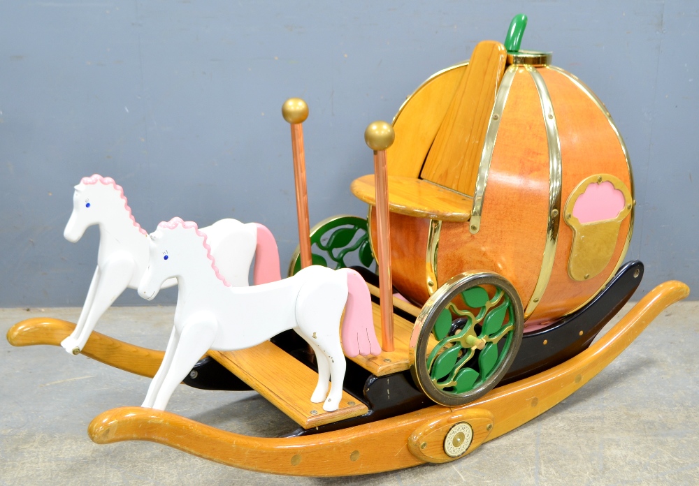 20th century child's rocking carriage in the from of pumpkin pulled by two horses, purchased Fortnum - Image 2 of 3