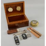 20th century Humidor, cigar cutter and other related items,