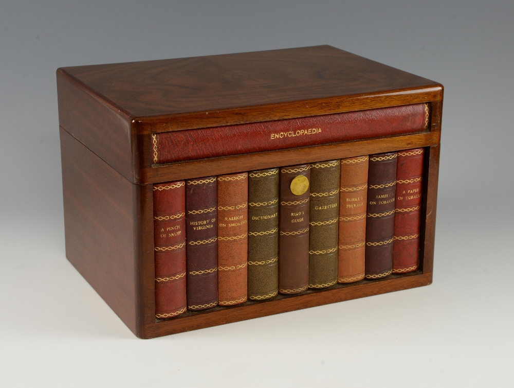 20th century mahogany humidor, playing card box and pair of silver sugar tongs,