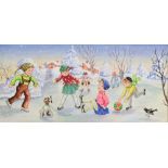 British School, circa 1940/50 - Three festive scenes, gouache 36 x 16.5cm, (3).