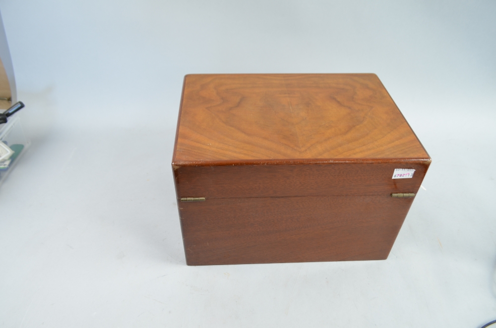 20th century mahogany humidor, playing card box and pair of silver sugar tongs, - Image 9 of 11