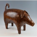 Model of a pig covered in leather purchased in Liberty's 50cm high,