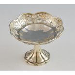 George V silver pedestal bon bon dish with pierced decoration, by Deakin & Francis Ltd., Birmingham,