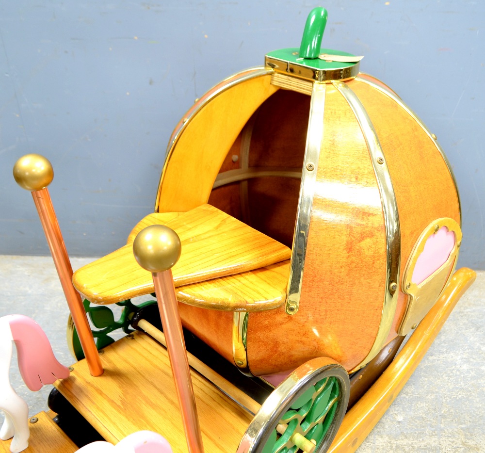 20th century child's rocking carriage in the from of pumpkin pulled by two horses, purchased Fortnum - Image 3 of 3