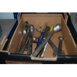 Box of spanners & complete set of new Vauxhall car mats