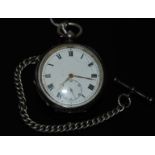 ANTIQUE OPEN FACED POCKET WATCH WITH KEYED MOVEMENT,