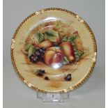 AYNSLEY FINE ENGLISH BONE CHINA CABINET PLATE 'ORCHARD GOLD PATTERN', 26CM DIAMETER.