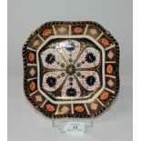 FIRST QUALITY ROYAL CROWN DERBY IMARI SQUARE FORM SHALLOW DISH WITH YEAR CYPHER FOR 1926,