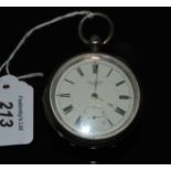LARGE OPEN FACED POCKET WATCH BY J.G.GRAVES, WALTHAM, MASS. U.S.A. WITH KEYED MOVEMENT NO.