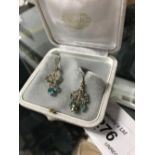 9 CT GOLD DIAMOND / TOPAZ EARRINGS