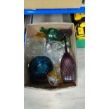 BOX OF GLASS VASES