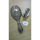 VINTAGE SILVER BACKED MIRROR & SILVER CANDLESTICK