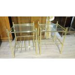 PAIR OF BRASS GLASS OCCASIONAL TABLES