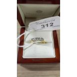 9CT GOLD 4 STONE DIAMOND RING (NOT THE BOX)