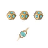 A selection of jewellery. To include a set of three late Victorian turquoise dress studs, an early