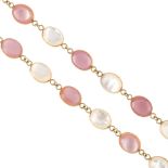 A mother-of-pearl necklace. Designed as a series of alternating pink and white oval mother-of-