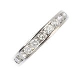 A diamond half-circle eternity ring. The brilliant-cut diamond line, within a channel setting.