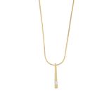 A 18ct gold diamond pendant. The brilliant-cut diamond, inset to the tapered bar, suspended from a