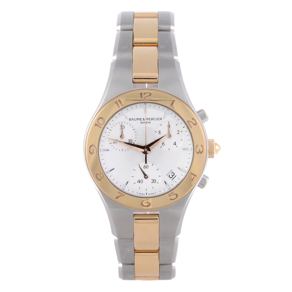 BAUME & MERCIER - a lady's Linea chronograph bracelet watch. Stainless steel case with yellow