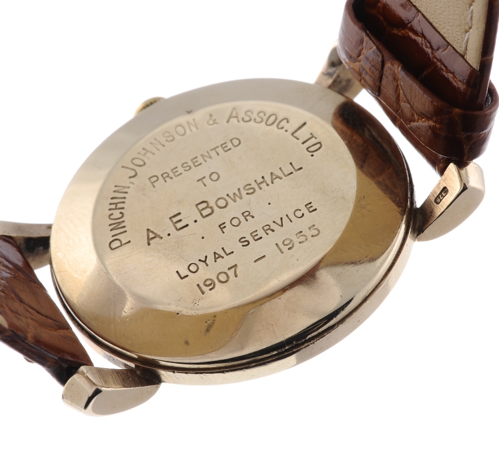 GARRARD - a gentleman's wrist watch. 9ct yellow gold case with engraved case back, hallmarked London - Image 3 of 4