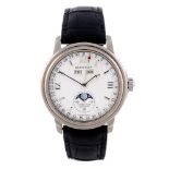 BLANCPAIN - a gentleman's Leman Moon phase wrist watch. 18ct white gold case with exhibition case