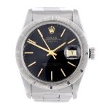 ROLEX - a gentleman's Oyster Perpetual Date bracelet watch. Circa 1973. Stainless steel case with