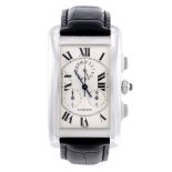 CARTIER - a Tank Americaine chronograph wrist watch. 18ct white gold case. Reference 2312, serial